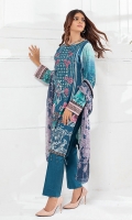 Shirt : Printed Cambric Jacquard with Embroidered Front (thread and Zari) Dupatta : Printed Chiffon Dupatta. Trouser : Dyed Cambric Trouser