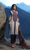 Shirt: Printed Embroidered Cambric Shirt. Trouser: Dyed Cambric Trouser Dupatta: Printed Wool Net Dupatta.