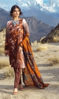 Shirt: Printed Embroidered Cambric Shirt. Trouser: Dyed Cambric Trouser Dupatta: Printed Wool Net Dupatta.