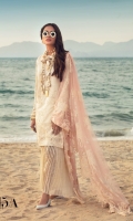 Embroidered Slub Lawn Shirt Front - 1.25 Meter Embroidered Daman Chiffon Border - 1 Meter Printed Slub Lawn Shirt Back - 1.25 Meter Printed Slub Lawn Sleeves - 0.65 Meter Embroidered Tulle Dupatta - 2.5 Meter Paste Printed Cotton Trouser - 2.5 Meter.