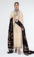 Shirt Front Dyed  On Slub	1 meter Shirt Daman Border  On Slub	1 meter Shirt Daman Border  On Slub	1 meter Shirt Chaak Border  On Slub	2 meters Running Embroidered  Patti  On Slub	2 meters Embroidered  Neck Line  On Organza 	1 piece Sleeves Dyed & Embroidered  On Slub 	0.65 meter Polachi Shawl 	2.5 meters Dyed Back  On Slub	1.25 meters Dyed Pants  On Cotton Tencile	2.5 meters Small Bunches 	16 pieces