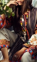 Digitally printed front on LAWN: 1.15m Digitally printed back on LAWN: 1.15m Digitally printed sleeves on LAWN: 0.6m Digitally printed Dupatta on Lawn: 2.4m Embroidery patch on organza.