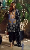Digitally printed front on LAWN: 1.15m Digitally printed back on LAWN: 1.15m Digitally printed sleeves on LAWN: 0.6m Printed Dupatta on silver chiffon: 2.4m
