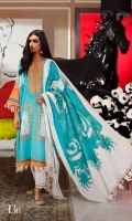 Digitally printed front on LAWN: 1.15m Digitally printed back on LAWN: 1.15m Digitally printed sleeves on LAWN: 0.6m Digitally printed Dupatta on Lawn: 2.4m