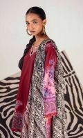 Printed  Shirt Front On Lawn	1.20 meters Printed  Shirt Back On Lawn	1.20 meters Printed Sleeves On Lawn	 0.65 meter Embroidered Patti	1 meter Printed Dupatta On Silver Chiffon	2.5 meters Dyed Pants	2.5 meters
