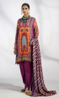 Digitally Printed Shirt Front On Linen	1.20 meters Digitally Printed Shirt Back On Linen	1.20 meters Digitally Printed Sleeves On Linen	0.65 meter Embroidered Neckline On Organza	  Printed Dupatta On Linen	2.5 meters Dyed Pants	2.5 meters