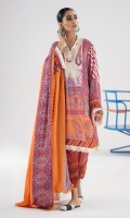 Digitally Printed Shirt Front On Linen	1.20 meters Digitally Printed Shirt Back On Linen	1.20 meters Digitally Printed Sleeves On Linen	0.65 meter Embroidered Neckline On Organza	  Printed Dupatta On Linen	2.5 meters Dyed Pants	2.5 meters