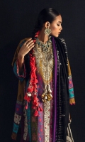 Digital Printed Shirt Front On Slub	1.15 meter Digital Printed Shirt Back On Slub	1.15 meter Digital Printed Sleeves On Slub	0.75 meter Embroidered Neckline On Organza 	1 piece Rotary Printed Khaddar Dupatta 	2.5 meters Dyed Cotton Pants	2.5 meters