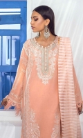  Shirt Front Center Panel Embroidered on Dyed Lawn 	0.33 meter Shirt Front Side Kali ( Left Side) Embroidered on Dyed Lawn	0.33 meter Shirt Front Side Kali ( Right Side) Embroidered on Dyed Lawn 	0.33 meter Shirt Front Daman Paste Printed Border	1 meters Sleeves F/B Paste Printed on Lawn	0.65 meter Back F/B Paste Printed on Lawn 	1.25 meters Woven Stripe Dyed Dupatta 	2.5 meters Paste Printed Cotton Pants	2.5 meters