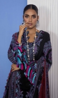 Shirt Front Dyed And Embroidered On Lawn 	1.25 meters Shirt Back F/B Printed On Lawn	1.25 meters Sleeves Dyed And Embroidered On Lawn 	0.65 meter Sleeves Dyed And Embroidered Border On Lawn 	0.33 meter Silver Chiffon F/B Dupatta 	2.5 meters Dyed Cotton Pants 	2.5 meters