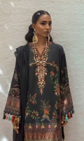 Shirt Front Digital Printed on Lawn 	1.25 meters Shirt Back Digital Printed on Lawn 	1.25 meters Sleeves Embroidered on Lawn	0.65 meter Sleeves Embroidered Border on Lawn 	0.25 meter Embroidered Neckline on Lawn	1 piece Silver Chiffon Digital Printed Dupatta	2.5 meters Dyed Cotton Pants	2.5 meters