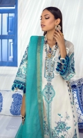 Shirt Front Embroidered Left Side Panel On Dyed Lawn	0.33 meter Shirt Front Embroidered Right Side Panel On Dyed Lawn 	0.33 meter Shirt Side Panels Fabric Embroidered On Dyed Lawn	0.66 meter Sleeves Embroidered On Dyed Lawn 	0.65 meter Daman Border Embroidered On Dyed Lawn	30 Inches Sleeves Border Embroidered On Dyed Lawn 	30 Inches Cotton Net Dyed Dupatta	2.5 meters Dyed Cotton Pants 	2.5 meters