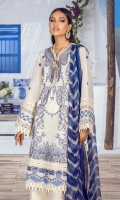 3 Embroidered Front Panel On Lawn	1.12 meters Dyed Back On Lawn	1.12 meters Embroidered Sleeves On Lawn	0.65 meter Embroidered Border On Lawn	  1 Embroidered Kuful On Organza	  Printed Dupatta On Silver Chiffon	2.5 meters Dyed Cotton Pants	2.5 meters