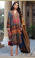 A mesmerizing combination of rich Mughal motifs in deep hues of blue, red, and rust rendered digitally on crepe. The kameez is paired with elegant raw silk trousers - a memorable ensemble if there ever was one.