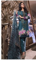 Shirt : Printed Cambric Shirt with Handwork & Embroidered Front / Tissue Bunches. Dupatta : Printed Broshia Jacquard Dupatta Trouser : Printer Cambric