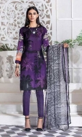 -Shirt : Printed Lawn with Embroidered Front -Printed Chiffon Dupatta. -Dyed Cambric Trouser