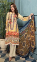 Digital Printed Lawn Shirt With Embroidery Printed Chiffon Dupatta Dyed Trouser