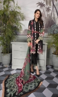 Digital Printed Lawn Shirt with Embroidered Front Digital Printed Sleeves Digital printed Chiffon Dupatta Dyed Trouser Embroidered Lace