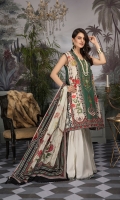 Digital Printed Lawn Shirt with Embroidered Neck Digital Printed Sleeves Digital printed Chiffon Dupatta Dyed Trouser