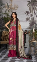 Digital Printed Lawn Shirt with Embroidered front Digital Printed Sleeves Digital printed Chiffon Dupatta Dyed Trouser