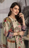 Digital Printed Lawn Shirt With Embroidered Front Digital Printed Sleeves Digital Printed Chiffon Dupatta Embroidered Lace Dyed Trouser