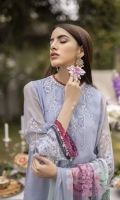Shirt Dyed Embroidered Bemberg Crinkle Chiffon Shirt Front 0.66m Dyed Bemberg Crinkle Chiffon Shirt Back 1.7m Dyed Embroidered Bemberg Crinkle Chiffon Shirt Sleeves 0.66m Dyed Thai Silk Slip 2m Color: Light Blue Fabric: Bemberg Crinkle Chiffon  Trouser Dyed Viscose Raw Silk Trouser 2.5m Color: Light Blue Fabric: Viscose Raw Silk  Dupatta Digital Printed Viscose Chiffon Dupatta 2.5m Color: Multi Fabric: Viscose Chiffon
