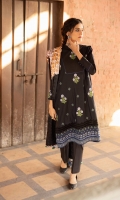 Shirt Dyed Embroidered Slub Lawn Shirt Front 1.15m Dyed Slub Lawn Shirt Back & Sleeves 1.85m Color: Black Fabric: Slub Lawn  Trouser Dyed Cotton Trouser 2.5m Color: Black Fabric: Cotton  Dupatta Printed Broche Jacquard Dupatta 2.5m Color: Multi Fabric: Broche Jacquard
