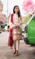 Shirt Dyed Embroidered Fine Lawn Shirt Front 1.15m Dyed Fine Lawn Shirt Back & Sleeves 1.85m Embroidered Border 1PC Color: Off White Fabric: Fine Lawn  Dupatta Dyed Extra Weft Jacquard Dupatta 2.5m Color: Hot Pink Fabric: Extra Weft Jacquard