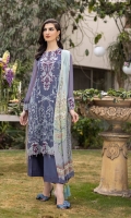 Shirt Dyed Embroidered Bemberg Crinkle Chiffon Shirt Front 0.66m Dyed Bemberg Crinkle Chiffon Shirt Back & Sleeves 2.4m Embroidered Neckline 1PC Embroidered Border 2PC Dyed Thai Silk Slip 2m Color: Dark Grey Fabric: Bemberg Crinkle Chiffon  Trouser Dyed Viscose Raw Silk Trouser 2.5m Color: Dark Grey Fabric: Viscose Raw Silk  Dupatta Digital Printed Viscose Chiffon Dupatta 2.5m Color: Multi Fabric: Viscose Chiffon