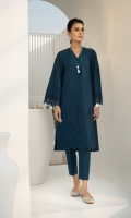 Shirt Dyed Embroidered Cotton Shirt Front 1.15 m Dyed Cotton Shirt Back 1.15 m Dyed Embroidered Cotton Shirt Sleeves 0.7 m Color: Teal Fabric: Cotton  Trouser Dyed Cotton Trouser 2.5 m Color: Teal Fabric: Cotton