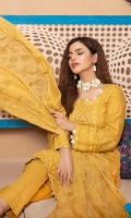 Pure Lawn Embroidered Front  Embroidered Back . Embroidered Sleeves  Bamber Chiffon Printed Duptta  Plain Fabric For Shalwar