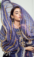 Embroidered karandi front  Embroidered pattiyan for hem and chawlk  Embroidered karandi sleeves  Embroidered chiffon dupatta  Embroidered cotton trouser