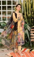 Embroidered + Digital printed lawn for shirt  Digital printed chiffon for dupatta  Dyed cotton for trousers