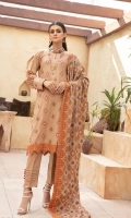 Embroidered Peach Leather Shirt Embroidered Wool Dupatta Dyed Trouser
