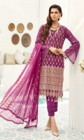 Embroidered Swiss Shirt Embroidered Chiffon Dupatta Dyed Trouser
