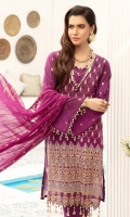 Embroidered Swiss Shirt Embroidered Chiffon Dupatta Dyed Trouser
