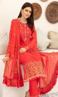 Embroidered Swiss Shirt Embroidered Chiffon Dupatta Dyed Trouser