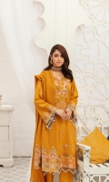 Embroidered Sami Peach Shirt Embroidered Chiffon Dupatta Dyed Trouser