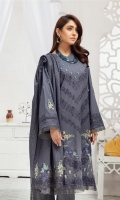 Embroidered Sami Peach Shirt Embroidered Chiffon Dupatta Dyed Trouser