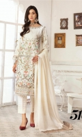 Embroidered Sami Peach Shirt Embroidered Chiffon Dupatta Dyed Trouser