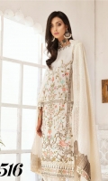 Embroidered Sami Peach Shirt Embroidered Chiffon Dupatta Dyed Trouser