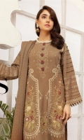 Embroidered Sami Peach Shirt Embroidered Chiffon Dupatta Dyed Trouser