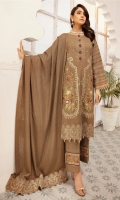 Embroidered Sami Peach Shirt Embroidered Chiffon Dupatta Dyed Trouser