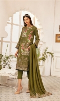 Embroidered Sami Peach Shirt Embroidered Chiffon Dupatta Dyed Trouser