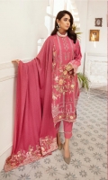 Embroidered Sami Peach Shirt Embroidered Chiffon Dupatta Dyed Trouser
