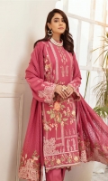 Embroidered Sami Peach Shirt Embroidered Chiffon Dupatta Dyed Trouser