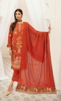 Embroidered Sami Peach Shirt Embroidered Chiffon Dupatta Dyed Trouser