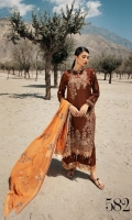 - Embroidered Handmade Shirt - Embroiderd Organza Karandi Dupatta - Dyed Viscose Trouser