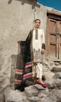 - Embroidered Handmade Shirt - Embroiderd Organza Karandi Dupatta - Dyed Viscose Trouser
