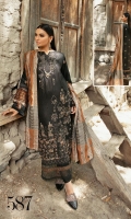 - Embroidered Handmade Shirt - Embroiderd Organza Karandi Dupatta - Dyed Viscose Trouser